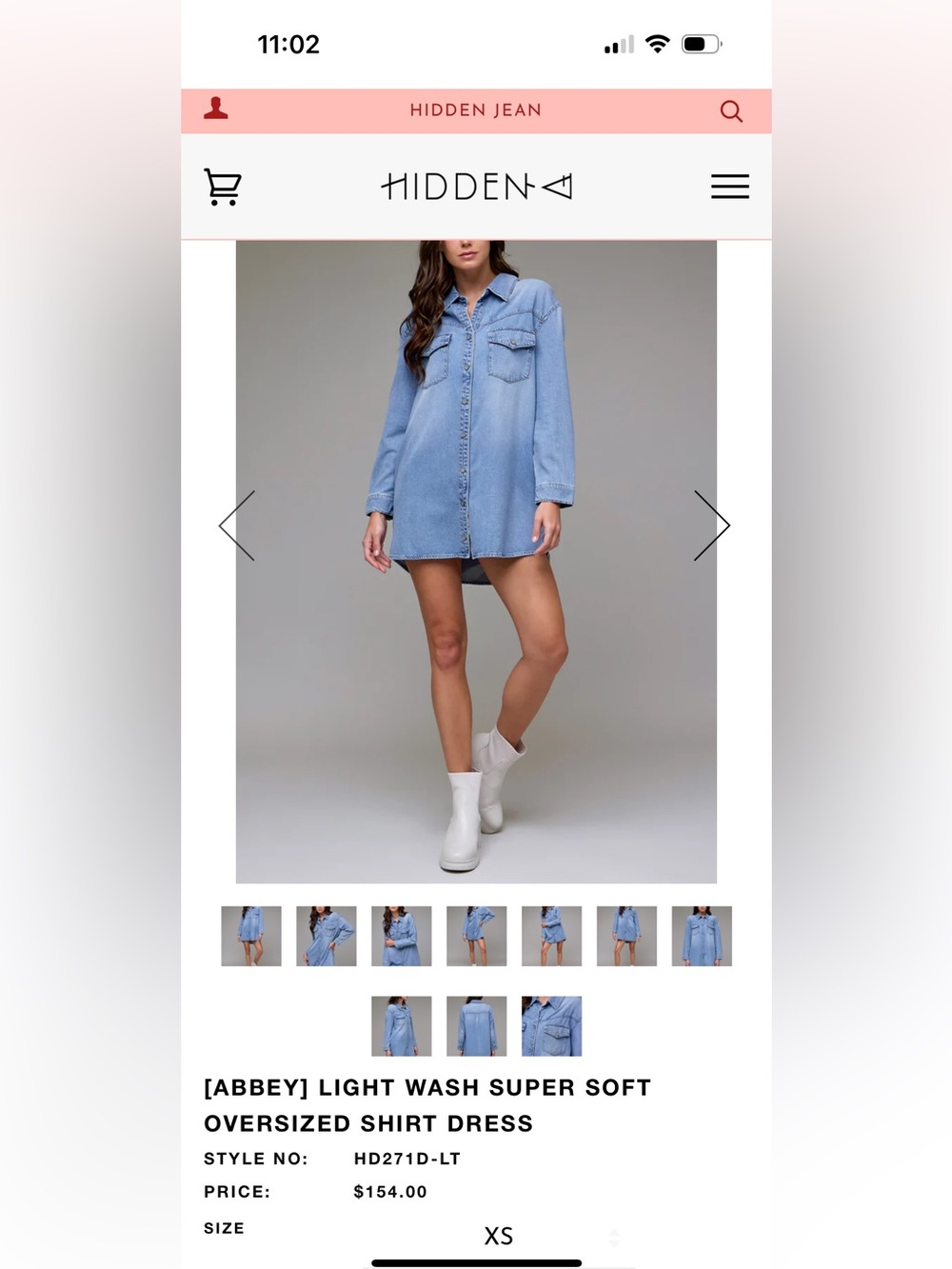 Hidden oversized, jean shirt.